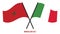 Morocco and Italy Flags Crossed And Waving Flat Style. Official Proportion. Correct Colors