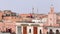 Morocco, Marrakech - October 2019: Panoramic view of local Arabian building exterior with national Moroccan flag waving