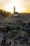 Morocco. Marrakesh. Night activity on Jemaa el Fna Square at sunset