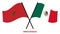 Morocco and Mexico Flags Crossed And Waving Flat Style. Official Proportion. Correct Colors