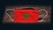 Morocco National Flag at medical, surgical, protection mask on black wooden background. Coronavirus Covidâ€“19, Prevent infection