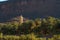 Morocco. Oasis of Fint. River and palm groove, the minaret of the village in the background