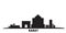 Morocco, Rabat city skyline isolated vector illustration. Morocco, Rabat travel black cityscape