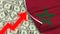 Morocco Realistic Flag, Usa Dollar, Rising Zigzag Red Arrow