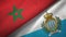 Morocco and San Marino two flags textile cloth, fabric texture
