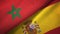 Morocco and Spain two flags textile cloth, fabric texture