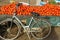 Morocco. Taroudant. A bicycle leaning against a tomato stand