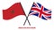 Morocco and United Kingdom Flags Crossed And Waving Flat Style. Official Proportion. Correct Colors