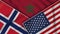 Morocco United States of America Norway Flags Together Fabric Texture Illustration