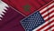 Morocco United States of America Qatar Flags Together Fabric Texture Illustration