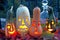 Morose halloween pumpkin lanterns