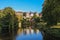 Morpeth river Wandsbek, English town, English houses on the rive