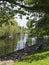 Morpeth riverside at Carlisle Park with view along the river Wansbeck