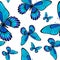 Morpho Butterflies Seamless Surface Pattern Blue Butterfly Repeat Pattern for Textile Design, Fabric Printing, Fashion, Wallpaper