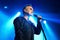 Morrissey, the famous lyricist and vocalist of the rock band The Smiths, performs