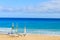 MORRO JABLE, FUERTEVENTURA - FEB 7, 2014: catamaran boat on beach in Morro Jable. This is a popular holiday resort on