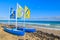 MORRO JABLE, FUERTEVENTURA - FEB 7, 2014: catamaran boat on beach in Morro Jable. This is a popular holiday resort on