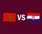 Morroco And Croatia Flag Ribbon Symbol Design African And European football Final Vector