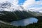 Morskie Oko Snowy Mountain Hut in Polish Tatry mountains, drone view, Zakopane, Poland. Aerial view shot of beautiful