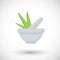 Mortar herbs with aloe flat icon