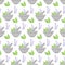 Mortar herbs seamless pattern