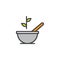 Mortar and pestle, Bowl and grinder leaf filled outline icon