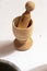 Mortar and Pestle built in wood of different sizes and purposes for food preparation. Object of traditional Colombian cuisine to g