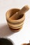 Mortar and Pestle built in wood of different sizes and purposes for food preparation. Object of traditional Colombian cuisine to g