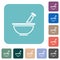 Mortar and pestle outline rounded square flat icons