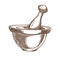 Mortar and pestle spices crushing and grinding in paste or powder