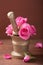Mortar rose flowers for aromatherapy and spa