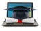 Mortarboard with certificate on laptop