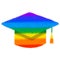 Mortarboard education pride rainbow symbol LGBTQ equality rights hand drawn illustration