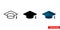 Mortarboard icon of 3 types. Isolated vector sign symbol.