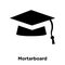 Mortarboard icon vector isolated on white background, logo concept of Mortarboard sign on transparent background, black filled