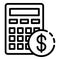 Mortgage calculation icon, outline style