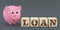 Mortgage or car loan symbol - pink piggy bank and wooden cube letters