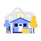 Mortgage concept. House loan or money investment to real estate. Family buying home with contract. Modern vector illustration in