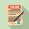 Mortgage contract paper icon, flat style