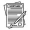 Mortgage contract paper icon, outline style