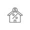 mortgage, interest, money line icon on white background