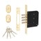 Mortise lock three revolving gold color with cylindrical crossbars, strike plate, decorative strips