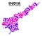 Mosaic Andhra Pradesh State Map of Dots and Lines