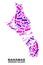 Mosaic Andros Island of Bahamas Map of Dots and Lines