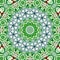 Mosaic art tile, irregular arabesque circle kaleidoscope pattern in green mint color