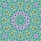 Mosaic art tile, irregular circle kaleidoscope pattern in teal light turquoise fresh color