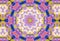 Mosaic background with gold accents. Spectacular geometric mosaic in blue and pink colors.