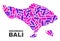 Mosaic Bali Map of Dots and Lines