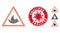Mosaic Bird Warning Icon of Humpy Items with Coronavirus Grunge Smallpox Stamp
