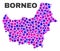 Mosaic Borneo Map of Spheric Dots